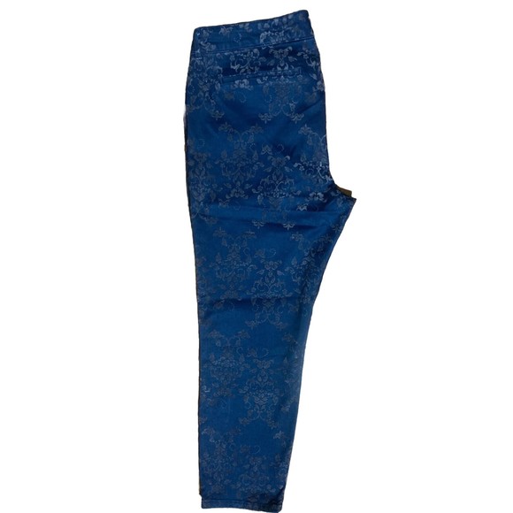 Old Navy Jean THE DIVA Pants Plus Size 16 Womens Blue Black Velvet Floral - Picture 4 of 7